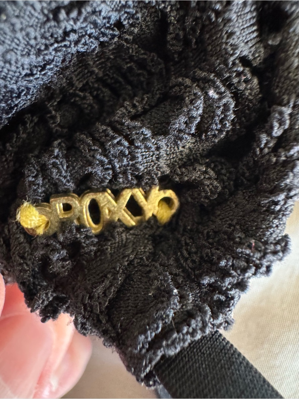 Roxy Black Swim Label Top Crochet, Gold ROXY on outside - Picture 4 of 9